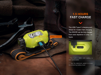 Fenix WH23R Headlamp being fast charged