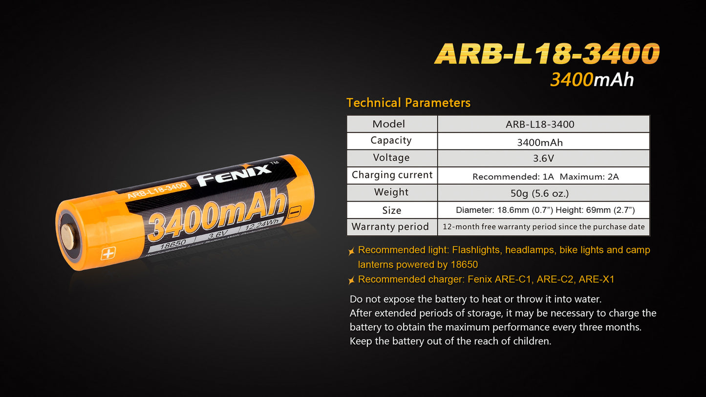 Rechargeable Battery 18650 3400mAh