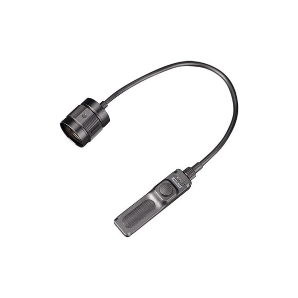A black Fenix AER-05 remote pressure switch with a cable and a hook and loop backer for mounting.