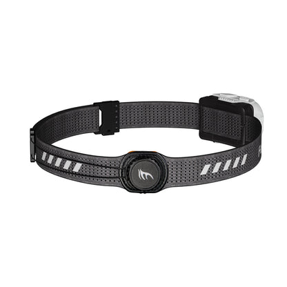 Fenix HL18R-T V2 Headlamp side view, strap regulation switch. 