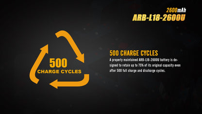 Rechargeable Battery 18650 2600mAh USB