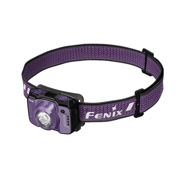 Purple Fenix HL12R V2.0 Headlamp on a white background