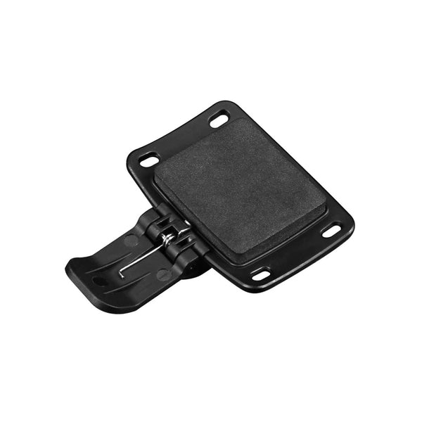 Black bike light helmet mount with a quick-release buckle and thick cushioning