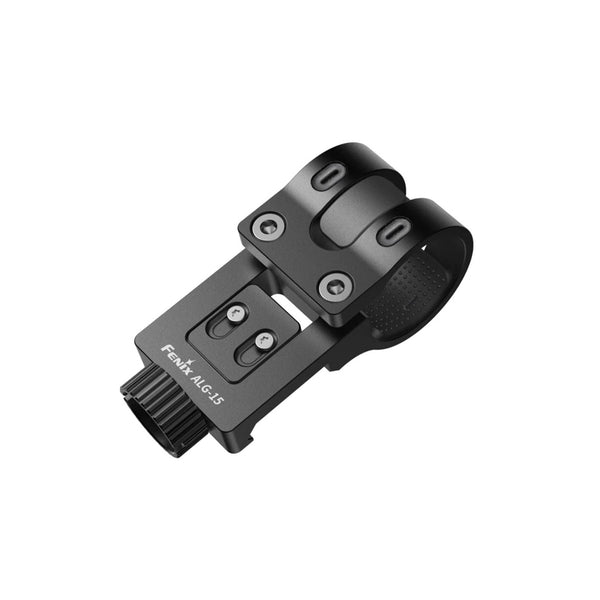 Black ALG-15 Rail Mount Flashlight on a white background