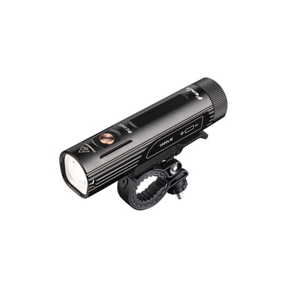 Black Fenix BC26R Bike Light with a mount on a white background