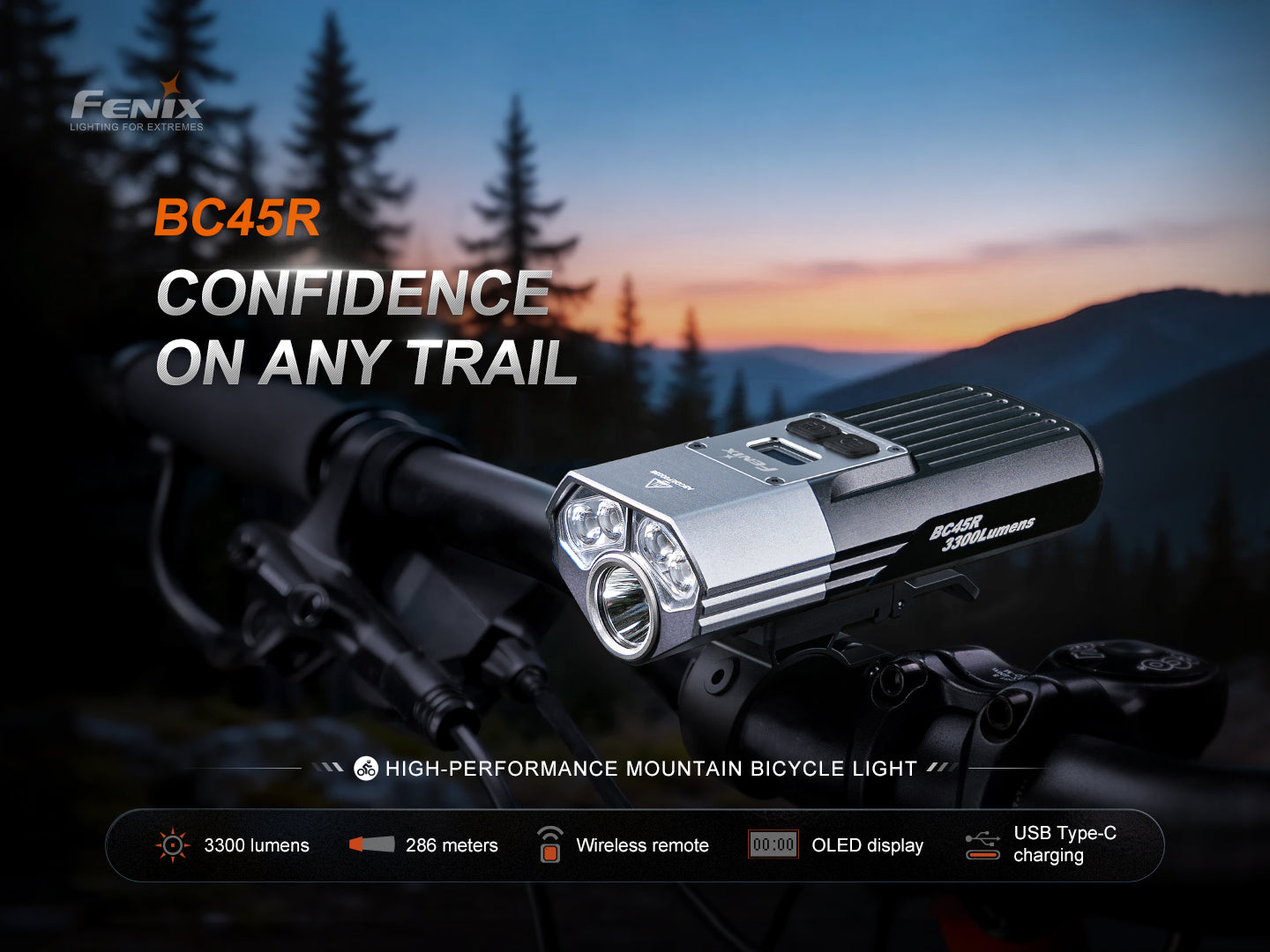 Bike Light BC45R, black (3300 lumens)