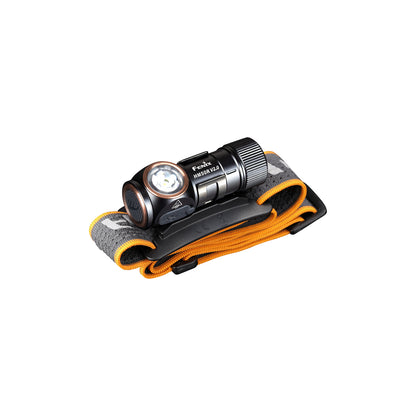 Fenix HM50R V2.0 Headlamp with folded headband on white background. 