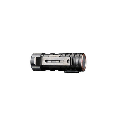 Fenix HM50R V2.0 Headlamp in flashlight mode - back view and magnetic clip. 