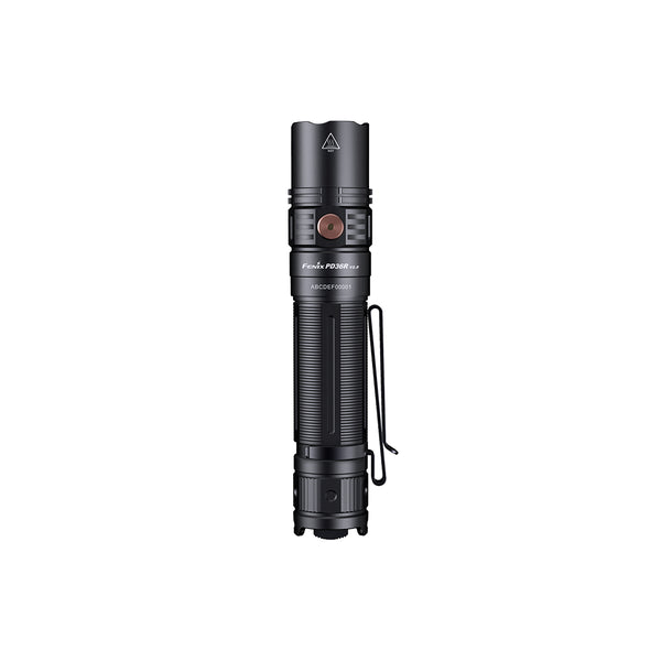 Fenix PD36R V2.0 Torch with clip on a white background