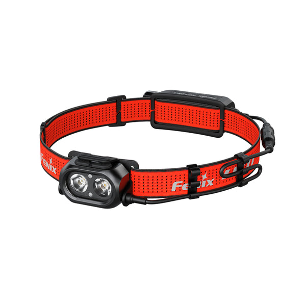 Red and black Fenix HP12R-T Headlamp on a white background