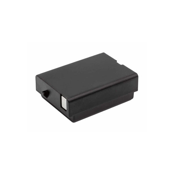 A black rectangular replacement headlamp battery with a small silver metal contact point, shown on a plain white background.